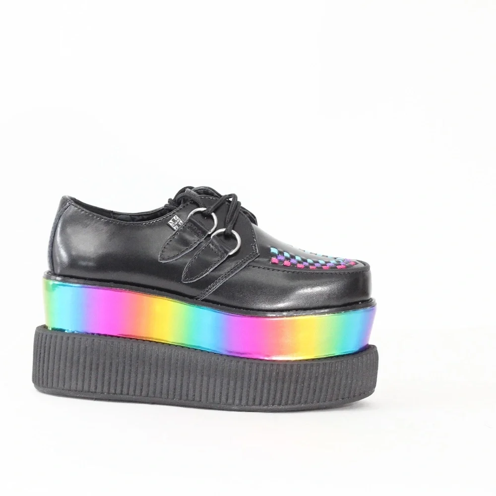 TUK Rainbow Creepers Platform Shoes New Women sz 6 Colorful Oxford